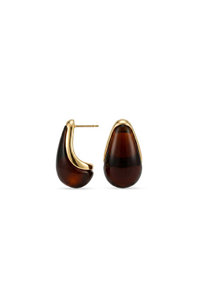 Charmist Steel Maple Earrings Brown