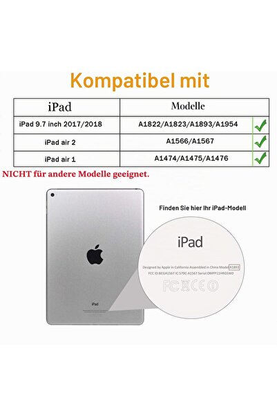 XELA Калъф за iPad 9.7 инча 5-то/6-то поколение (2017/2018), iPad Air 2/Air -...
