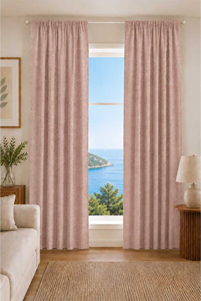 Premier Home Linen Blackout Powder Background Curtain 300X270 Without Pile
