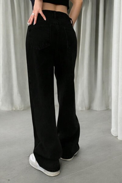 Livik Ry Women's Wide Leg Black High Waist Lycra Jeans