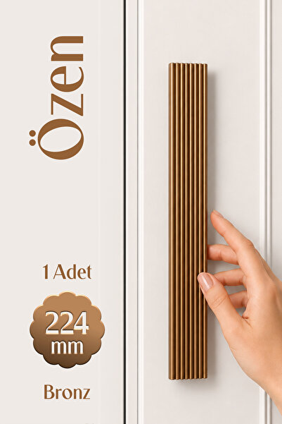 Badem10 Özen (1 Adet) 224 mm Bronz Çizgili Metal Mobilya Dolap Çekmece Kulp 2...