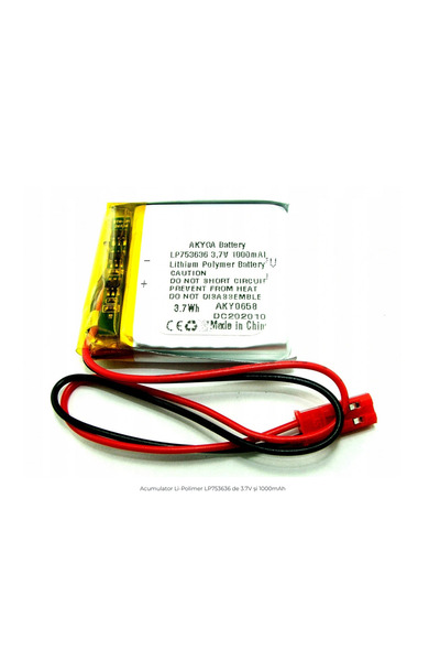 Akyga Acumulator de 3.7V 1000mAh Li-Polimer LP753636
