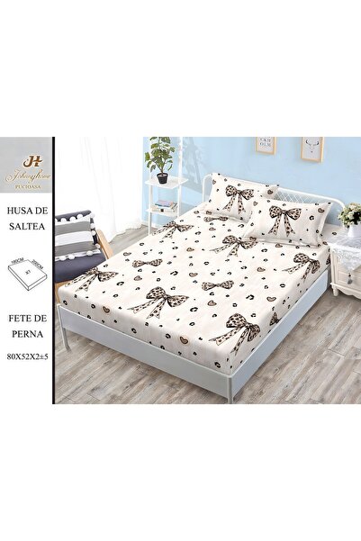 naniland.ro Satin Cotton Bed Cover 2 Persons 3 Pieces with Stretchy 180x200 c...