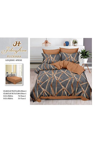naniland.ro Lenjerie de Pat Bumbac Satinat 2 Persoane 6 Piese fără Elastic 20...
