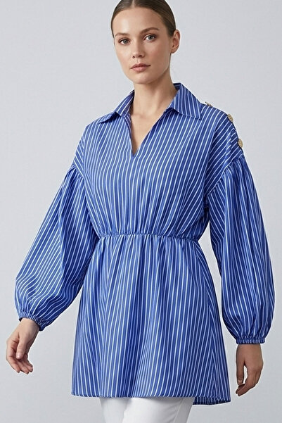 Şiir Tekstil Maca Elastic Waist Balloon Long Sleeve Buttoned Shoulders Satin ...