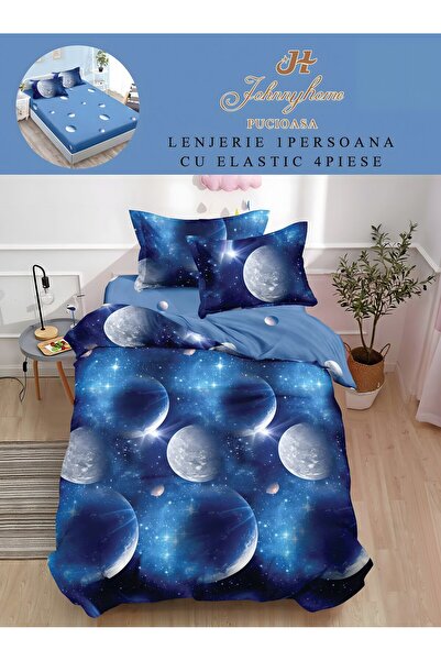 naniland.ro Lenjerie de Pat 1 Persoană 4 Piese Cu Elastic 155x200 cm