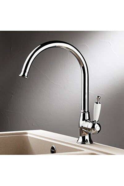 Bugnatese Oxford Chrome/White Kitchen Faucet with High Spout