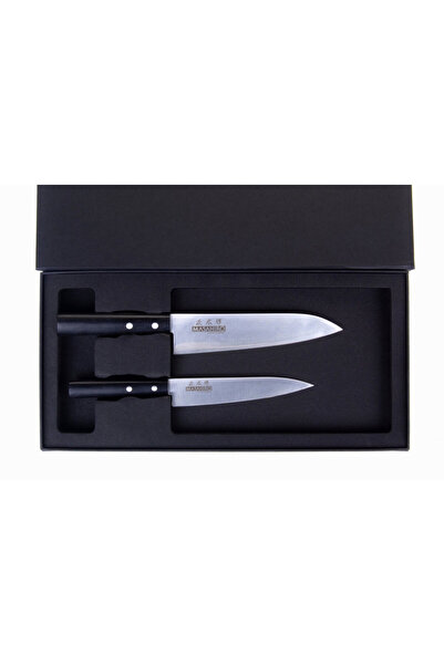 MASAHIRO Set 2 cutite Sankei, Masahiro, Otel/Lemn, 18/15cm, Negru