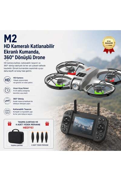 hızlı store M2 HD Kameralı Katlanabilir Ekranlı Kumanda, Wi-Fi Görüntü Aktarı...