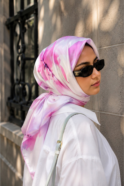 EBRUTESETTÜR Soft Çiçek Desen Eşarp Serisi Pembe