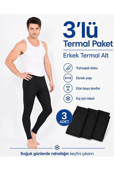 Isıl Termal |   Men's 3-Piece Thermal Tights Set Black (3 Pieces)
