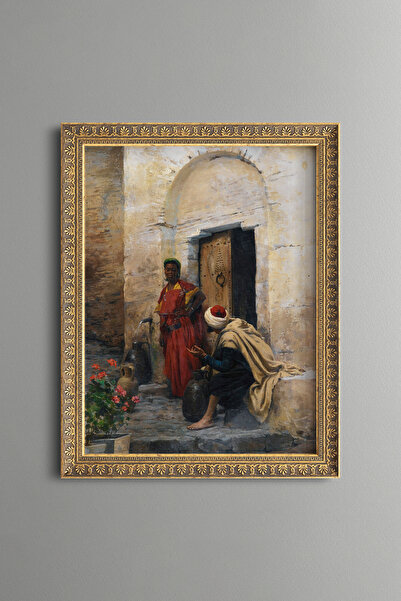 epiqart Chat at the Fountain - Vintage Patterned Painting - Fine Model