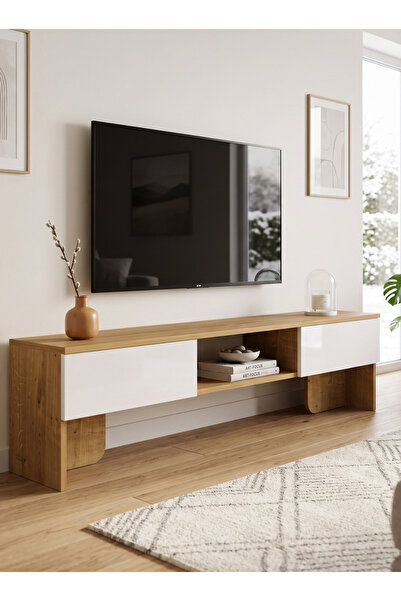 Skandi homeworks Aria TV Ünitesi 140 cm Modern Televizyon Sehpası Kapaklı Raf...