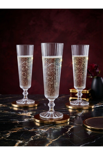 çukurova home Luxury Striped Flute Glass - Coffee Side Glass - Presentation G...
