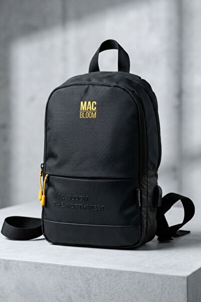 MAC BLOOM Çok Bölmeli Siyah Sırt Çantası – USB Şarj Portlu, Suya Dayanıklı La...