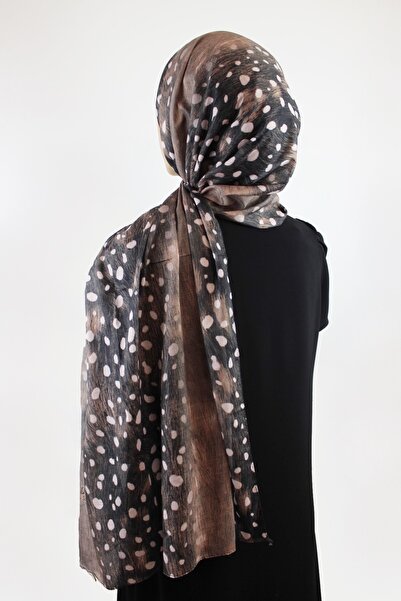QUM İPEK Ceylan Geyik Pattern Cotton Viscose Shawl