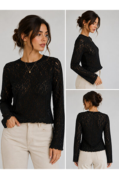 ÖZSU FASHİON Lace Detailed Transparent Blouse