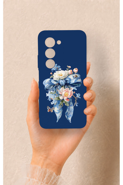 Vip Case Redmi 15 5G Uyumlu Mavi Kurdeleli Çiçek Desenli Silikon Kılıf