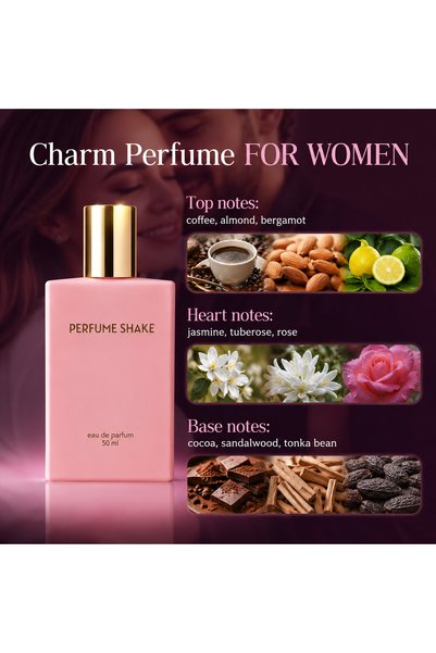 PERFUME SHAKE Women's Perfume, Coffee & Jasmine Eau De Parfum 100ml, Warm Floral Gourmand Fragrance for Ladies. Cozy Feminine Scent, Boosts Confidence and Attraction.