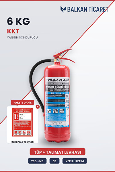 Balkan Ticaret Yangın Söndürücü 6 Kg Tozlu KKT ABC Talimat TSE HYB CE Belgeli