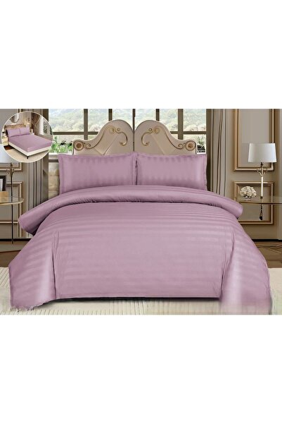 CHIRASO Set Lenjerie Damasc 4 piese, Cearceaf ELASTIC 180x200cm, Husa Pilota ...