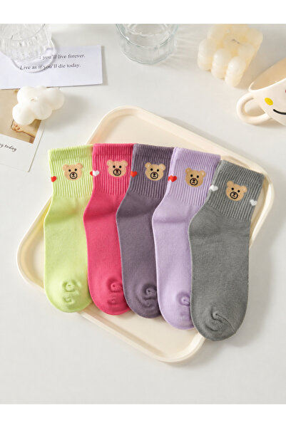 B.T. LADEN ÇORAP Black Arden Socks 5 Çift Kız Çocuk Pamuklu Desenli Çorap Gün...