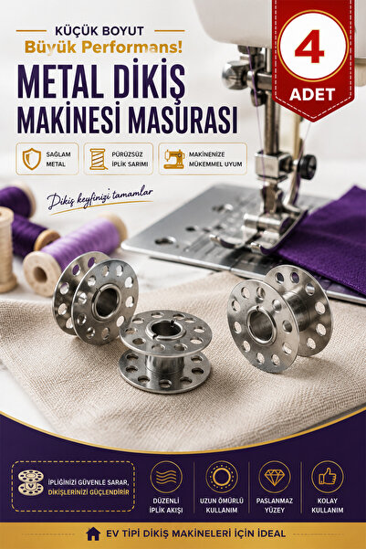 Factorial 4 Adet Ev Tipi Makine Masurası Metal Dikiş Makinesi Aksesuarı ve Te...