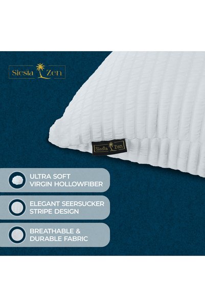 Siesta Zen Soft Filled Cushion with Seersucker Elegant Stripe Removeable Zipper Cover Decorative Throw Cushion Pillow for Sofa, Bed & Chairs Home Décor Cushion