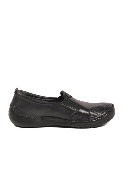AYAKMOD Pantofi casual de damă din piele naturală neagră 44404 Z