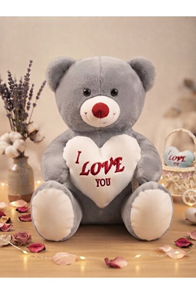 NARE 45 CM Peluş Ayıcık Kalpli I Love You Yazılı Büyük Boy Teddy Bear Sevgili...