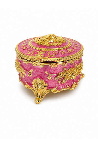 taru pasaj Round Colorful Gold Embroidered Jewelry Box