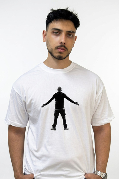 Anetos Eminem_71 Design Printed Oversize White T-Shirt