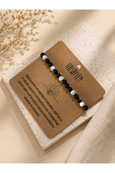 Sfenks. Natural Obsidian and Turquoise Stone Bracelet – Handmade Natural Ston...