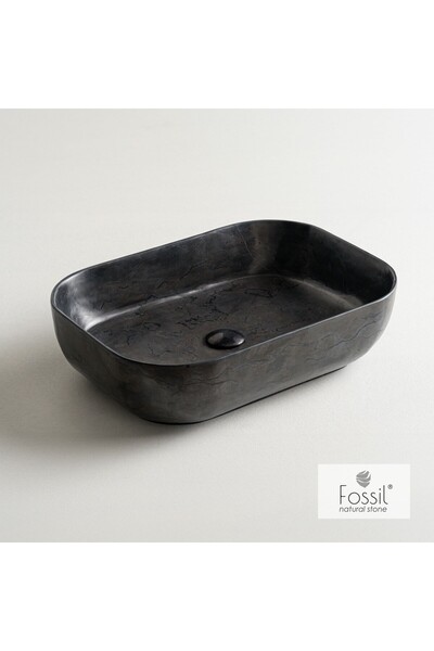 Fossil Frico Επιτραπέζιος Μαρμάρινος Νιπτήρας 56x39εκ Black Marble