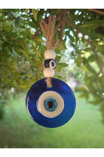 ella'nın çarşısı 7 cm Dark Blue Colored Glass Evil Eye Bead Handmade Wall Dec...