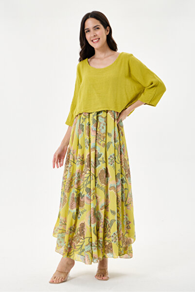 della moor Pistachio Green Italian Floral Patterned Varev Cut Knitwear and Li...