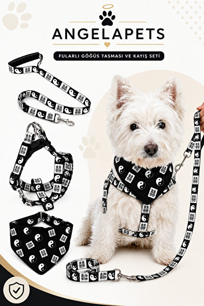 Angelapets Adjustable Scarf, Chest Harness and Travel Strap Set of 3