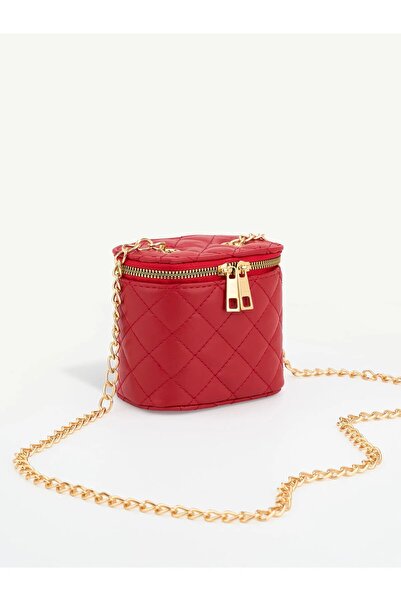 Beshora Lucia Red Mini Box Quilted Patterned Chain Strap Crossbody Women's Ha...