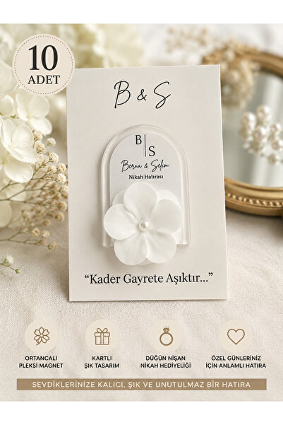 ouzhanya hediyelik Ortancalı Kartlı Pleksi Magnet Nikah Hediyeliği Düğün Nişa...