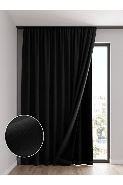 Bercem Home Cortina de fundal neagră opacă premium 100% cu întunecare a lumin...