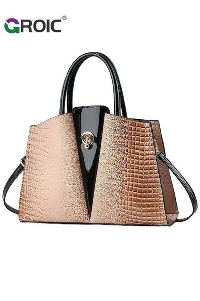 GROIC Luxury Crocodile Pattern Leather Shoulder Handbags,Crossbody Bags for W...