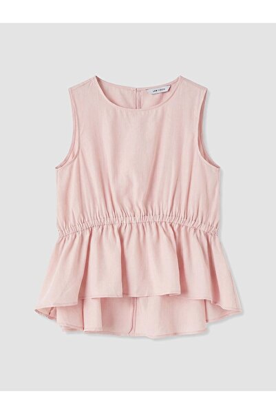 LC Waikiki Lcw Vision Pink Crew Neck Peplum Blouse
