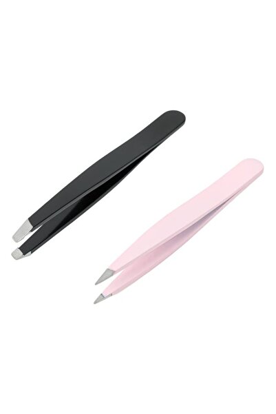 Jumbo Pensetă cosmetică neagră, vârf oblic, set 2 bucăți – sprâncene definite...