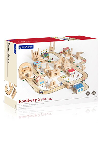 Guidecraft Traseu auto din lemn Roadway Guidecraft, 42 piese