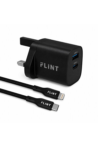 FLINT FL-W508 30W Fast Wall Charger with Built-In Lightning Cable - All-in-On...