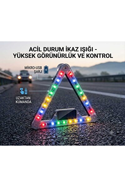 Yesnıce Solar Güneş Enerjili Micro USB Şarjlı LED Araç Arıza İkaz Lambası Kat...
