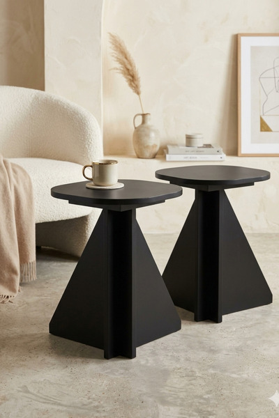 ibrahim suleiman al saqami Polywood Modern Black Nesting or Coffee Side Table...