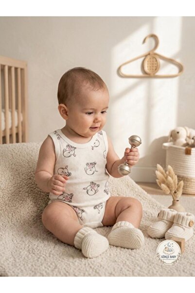Gökçe Baby بدلة داخلية/قميص داخلي من القطن بنسبة 100% بنمط أرنب أبيض للأطفال ...