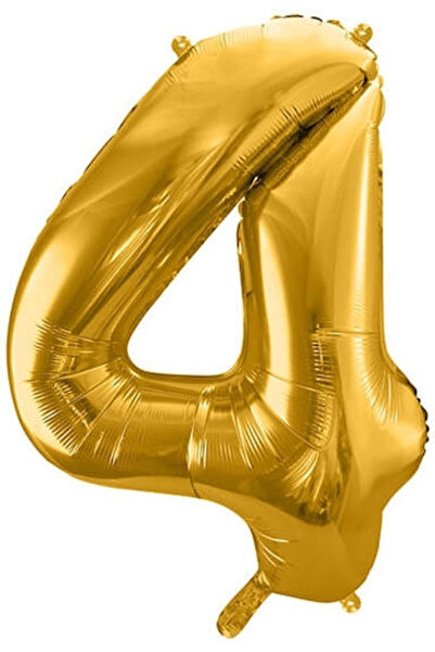 Partydeco Balon din folie pentru petrecere, numărul „4”, 86 cm, auriu universal