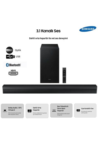 Samsung Soundbar ve Ev Sinema Sistemi 3.1 kanal 370W Yüksek Güç Net Ses, Bass...